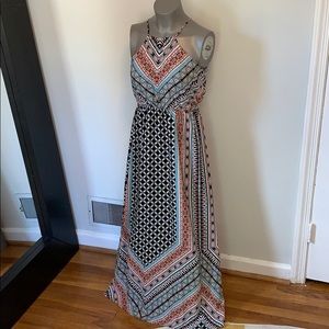 Mona B geometric print maxi dress